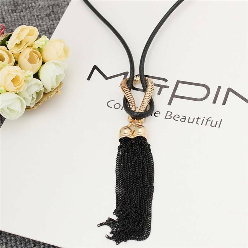 Long black deals chain necklace